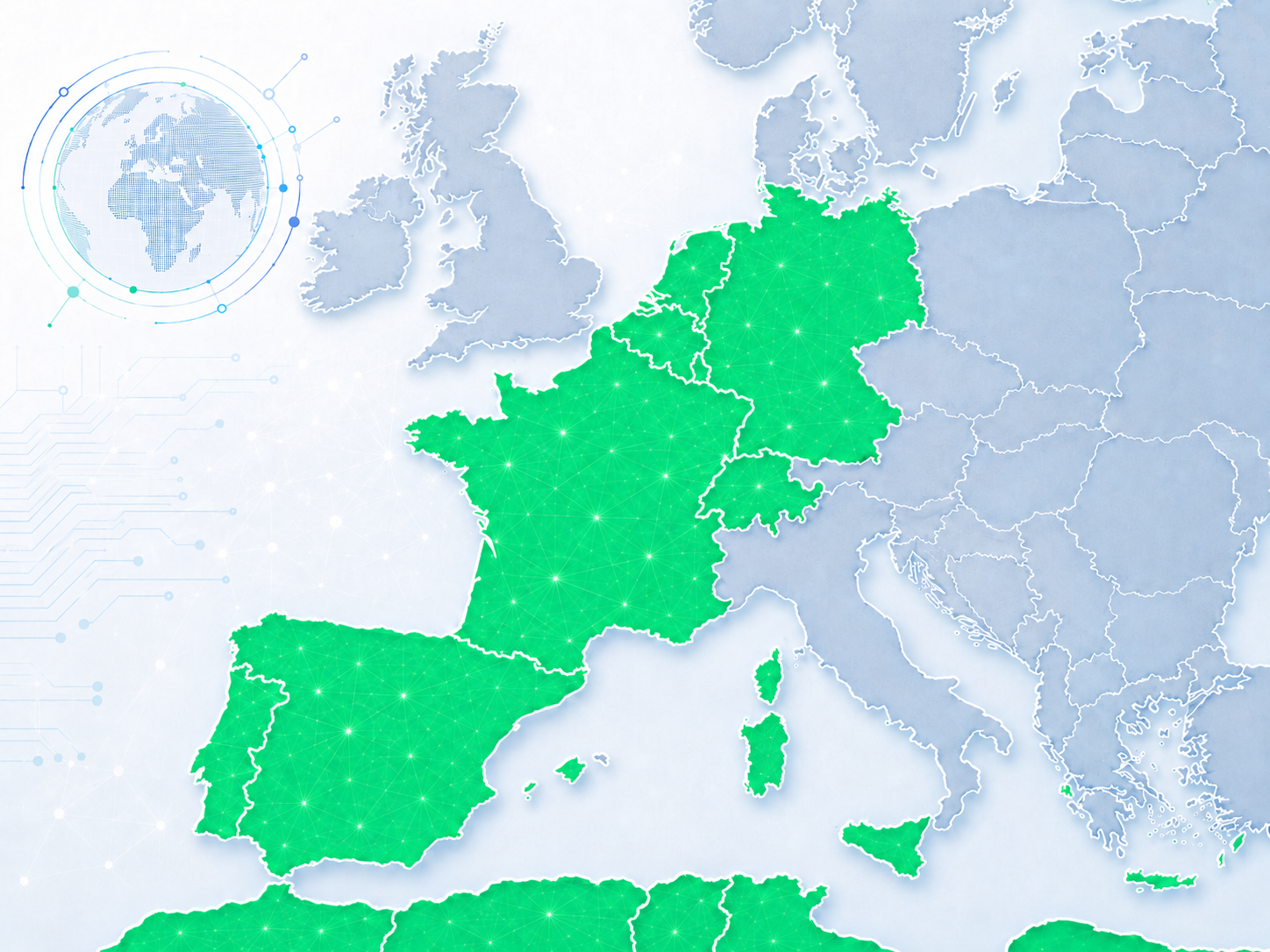 Carte de l Europe et du bassin mediterraneen illustrant le reseau InsurAngels